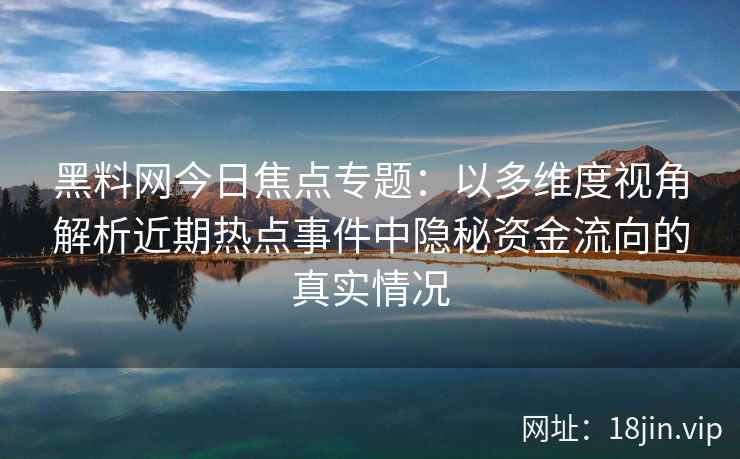 黑料网今日焦点专题：以多维度视角解析近期热点事件中隐秘资金流向的真实情况